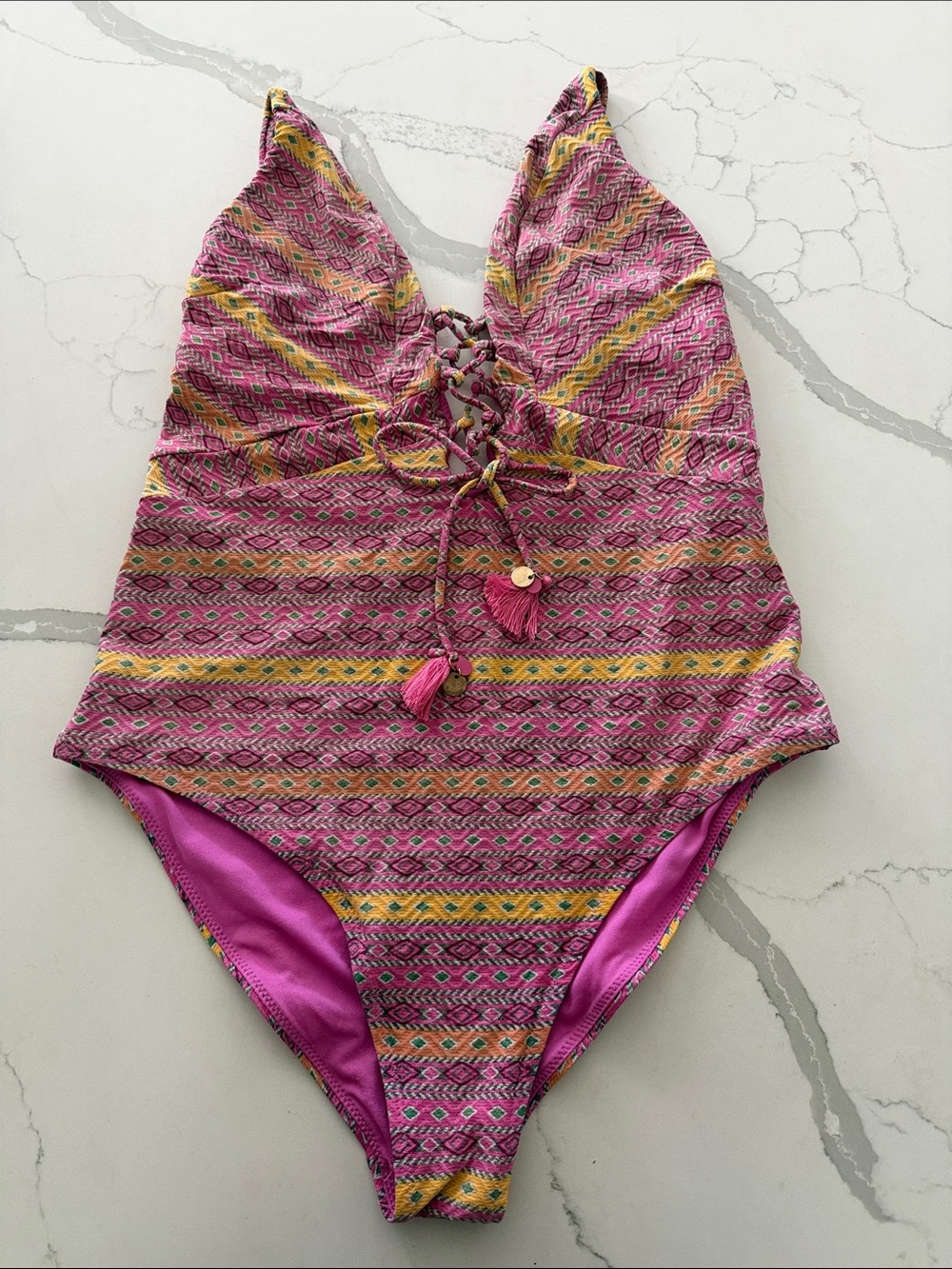 One Piece Lace Up Swim Suit